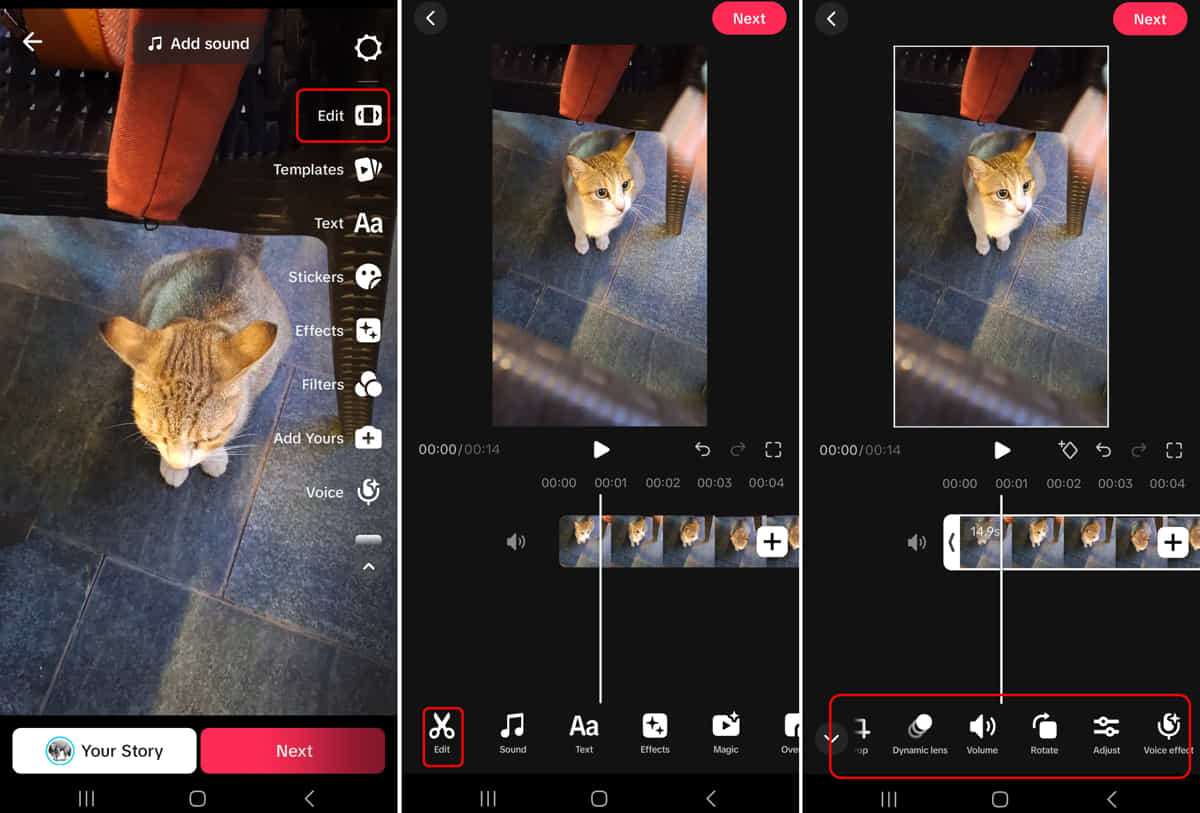 Steps to edit TikTok video footage